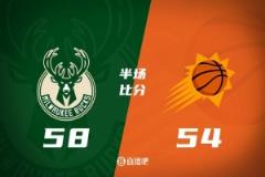 半场战报：杜兰特16分 布克15分5助 字母哥15分 太阳落后雄鹿4分