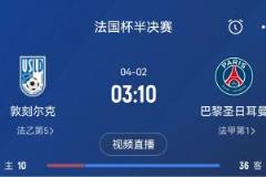 法国杯半决赛敦刻尔克迎战巴黎，继此前连续逆转法甲队后再度上演惊天逆转？
