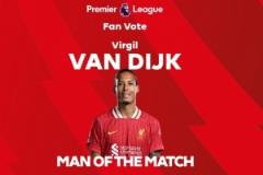 范迪克全场最佳！英超官网：利物浦1-0埃弗顿关键人物是他