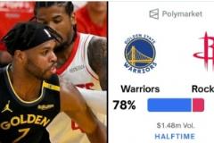 勇士半场领先火箭12分 晋级概率升至78%