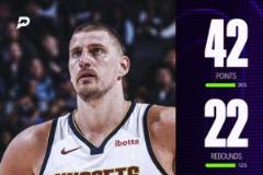 约基奇29中15砍42分22板6助 勇夺联盟第一战绩