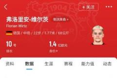 维尔茨身价涨至1.4亿欧元 拜仁今夏报价1亿欧元或进一步压价