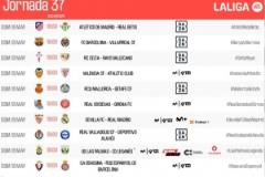 西甲第37轮比赛统一于5月19日凌晨1点开球